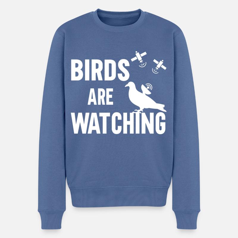 Les oiseaux observent - Pull Premium bio Homme - bleu pigeon