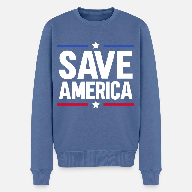 Save America - Männer Premium Bio Pullover - Taubenblau