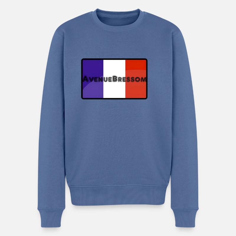Avenue Bressom édition " PATRIOT " - Pull Premium bio Homme - bleu pigeon