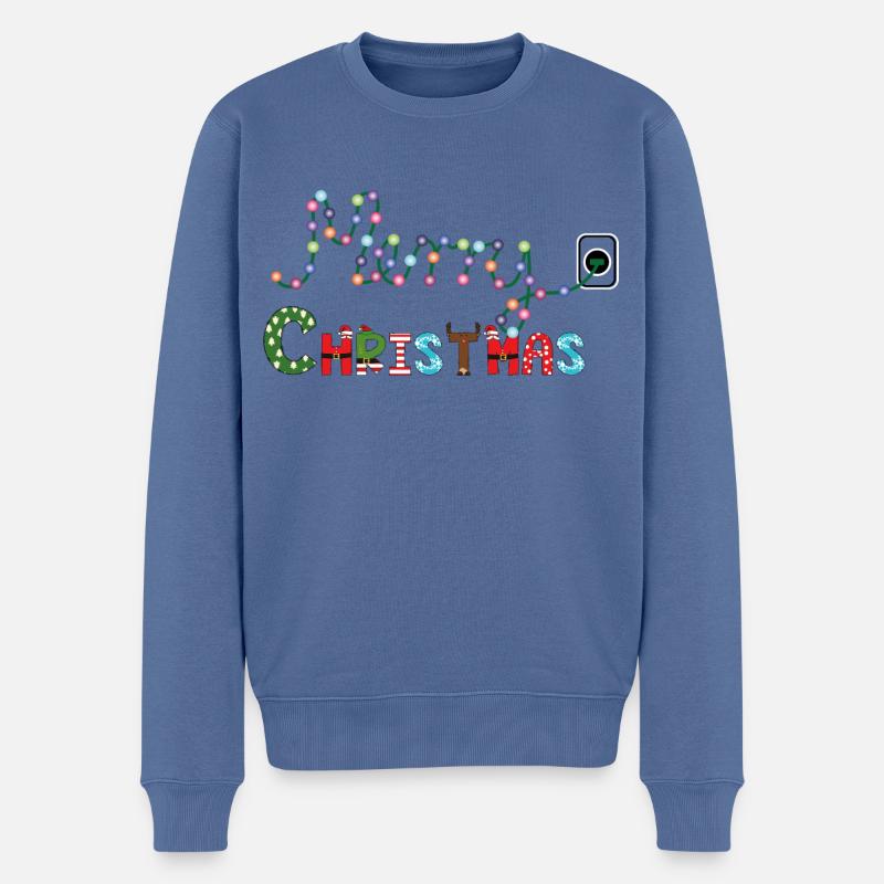 Lumières du sapin de Noël - Pull Premium bio Homme - bleu pigeon
