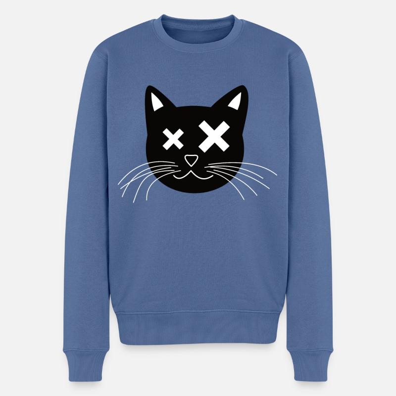 chat fou - Pull Premium bio Homme - bleu pigeon