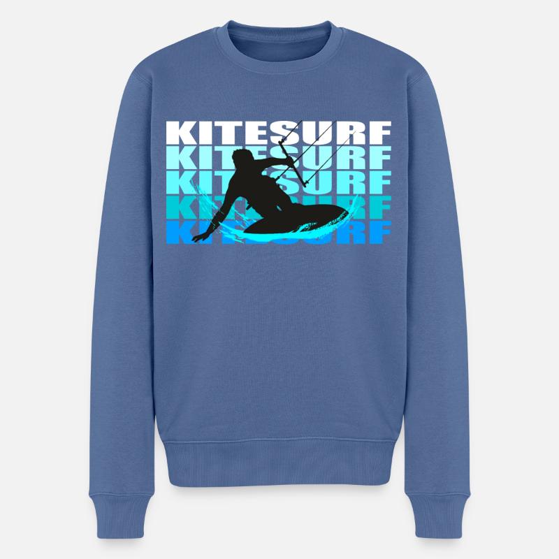 Kitesurf - Pull Premium bio Homme - bleu pigeon