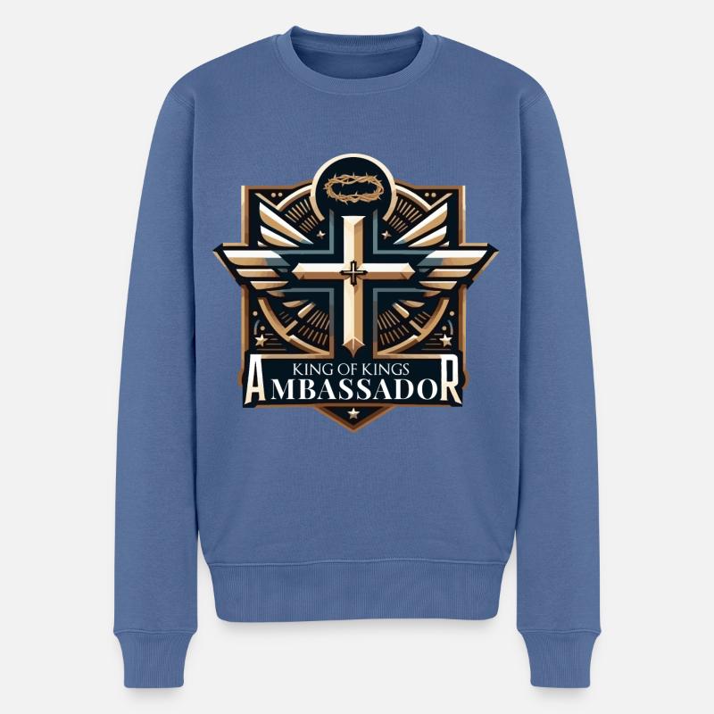 KINGS BOTSCHAFTER - Männer Premium Bio Pullover - Taubenblau