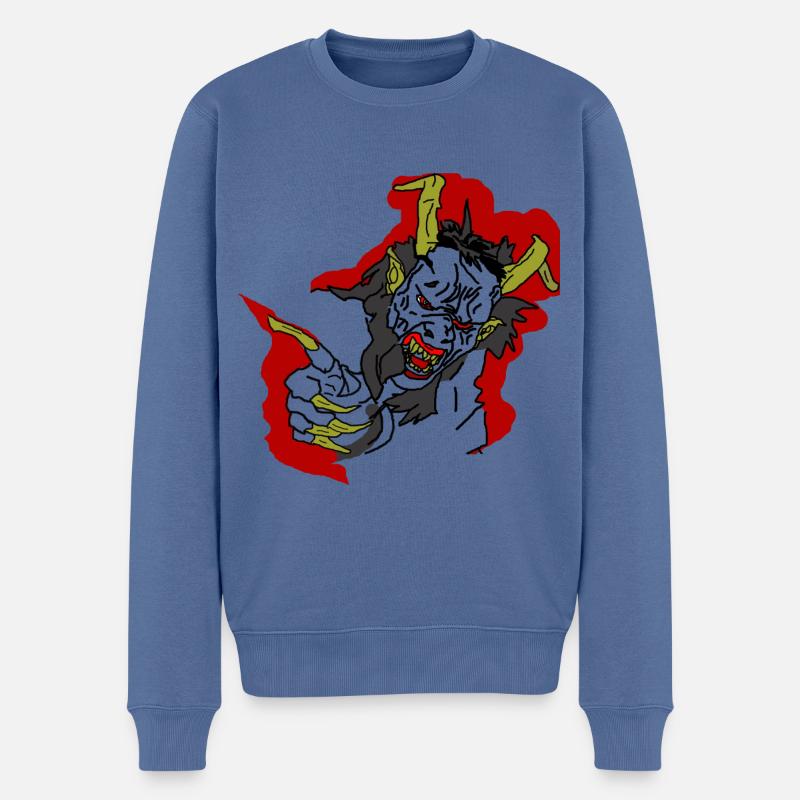 Devil Krampus Halloween Perchte - Pull Premium bio Homme - bleu pigeon