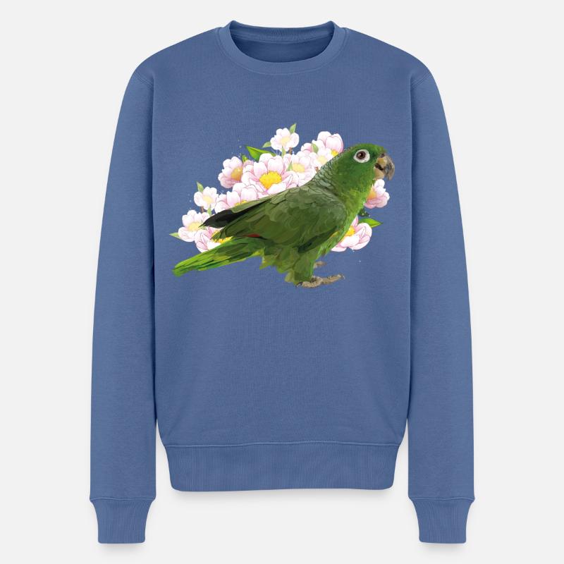 Papagei Blaue Krone - Männer Premium Bio Pullover - Taubenblau