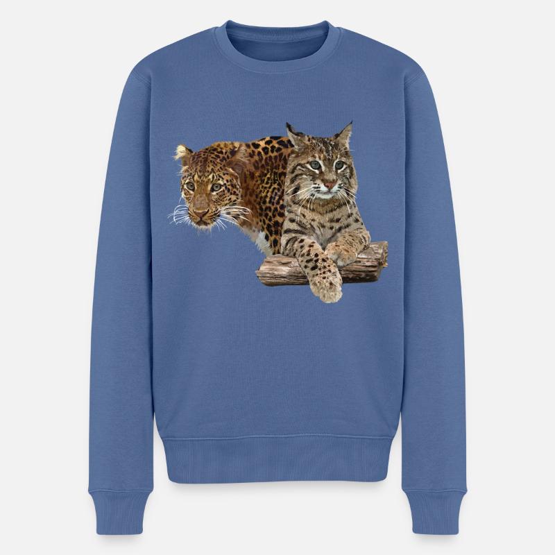 Léopard et lynx - Pull Premium bio Homme - bleu pigeon