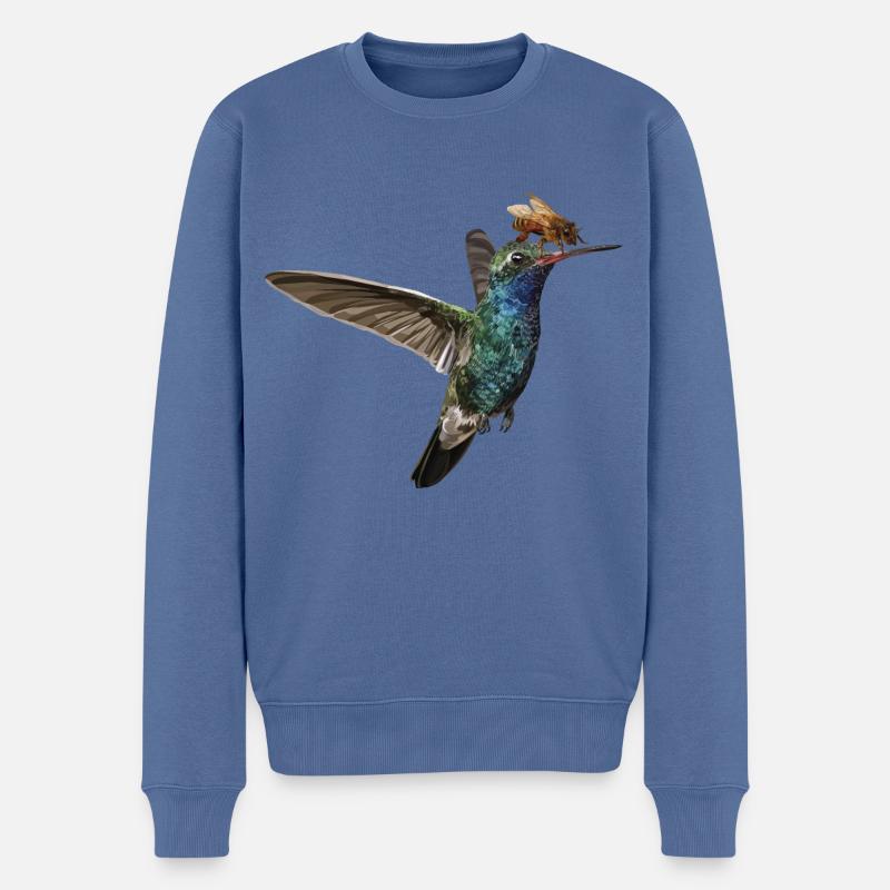 Colibri und Biene - Männer Premium Bio Pullover - Taubenblau