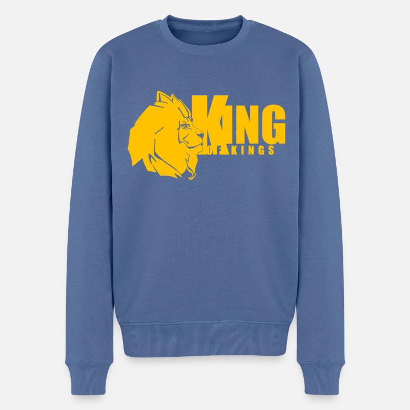 Wahrer König Gold - Männer Premium Bio Pullover - Taubenblau