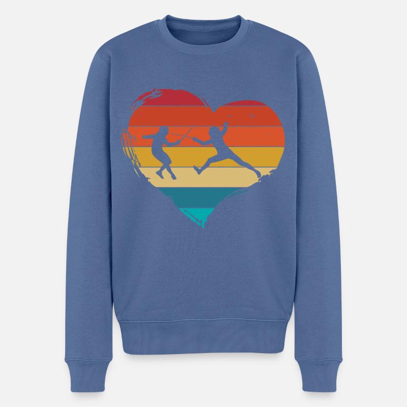 Fechten Retro - Männer Premium Bio Pullover - Taubenblau