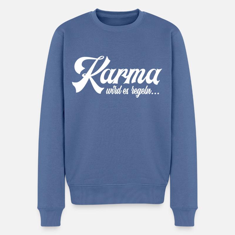Karma wird es regeln - Männer Premium Bio Pullover - Taubenblau