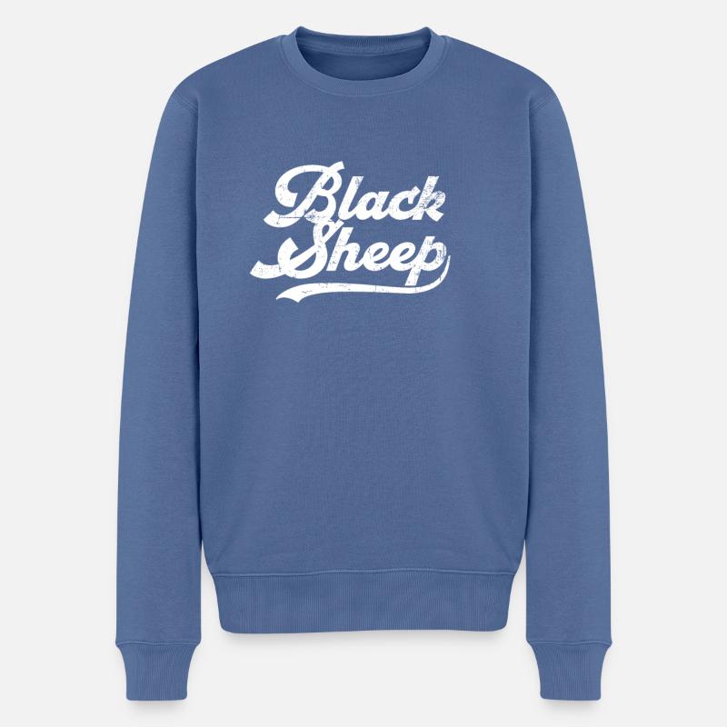 Black Sheep Retro - Männer Premium Bio Pullover - Taubenblau