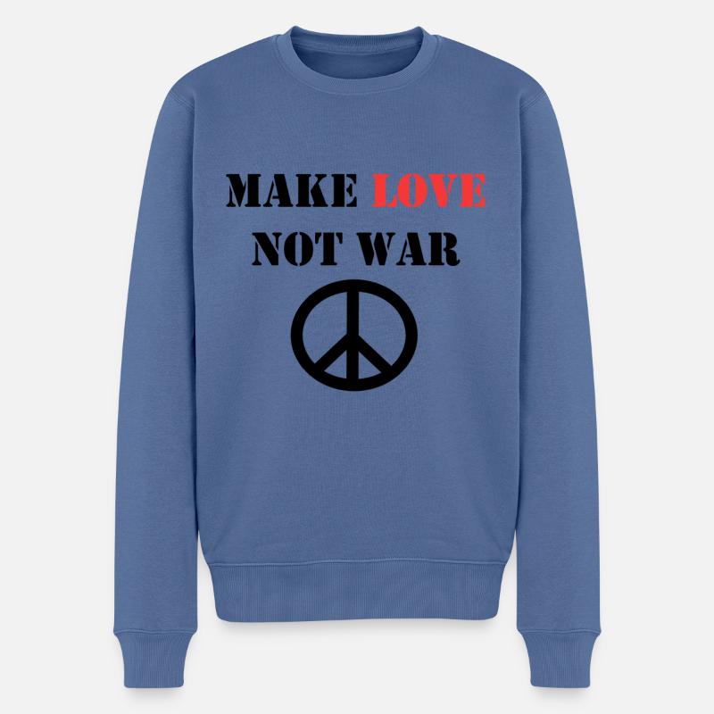 FAITES L’AMOUR PAS LA GUERRE - Pull Premium bio Homme - bleu pigeon