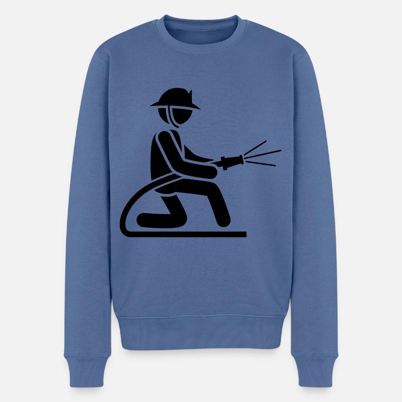 feuerwehrmann feuerwehr icon symbol - Männer Premium Bio Pullover - Taubenblau