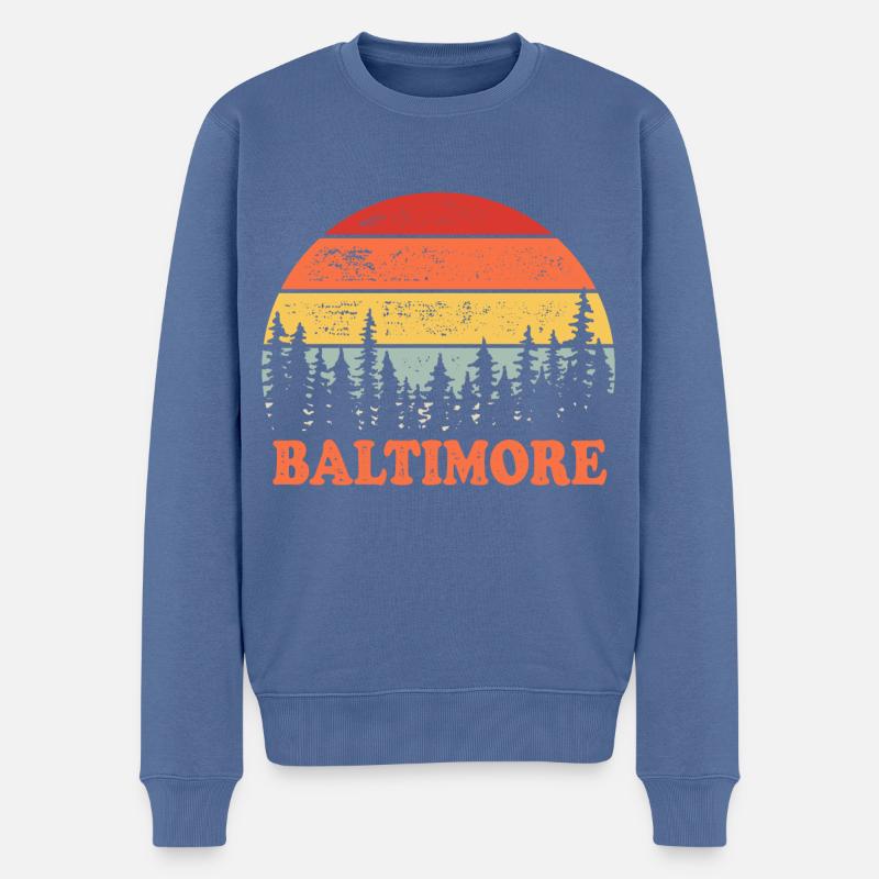 Baltimore - Männer Premium Bio Pullover - Taubenblau