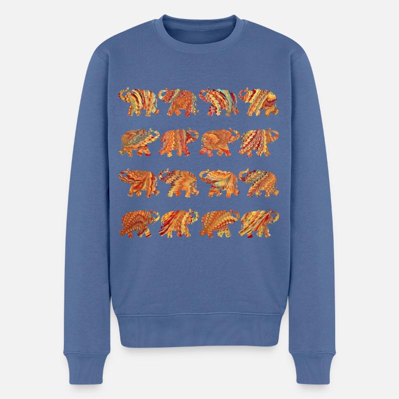 12 éléphants e 22 - Pull Premium bio Homme - bleu pigeon
