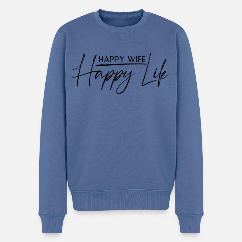 Femme heureuse, vie heureuse - Pull Premium bio Homme - bleu pigeon