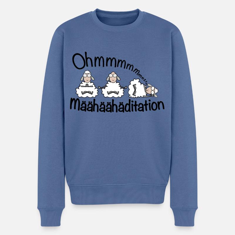 OM Meditation Schafe - Männer Premium Bio Pullover - Taubenblau