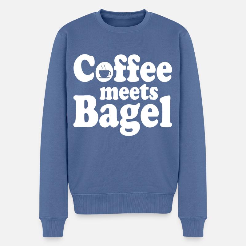 Le café rencontre le bagel - Pull Premium bio Homme - bleu pigeon