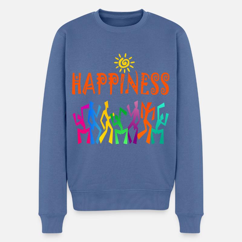 HAPPINESS - Männer Premium Bio Pullover - Taubenblau
