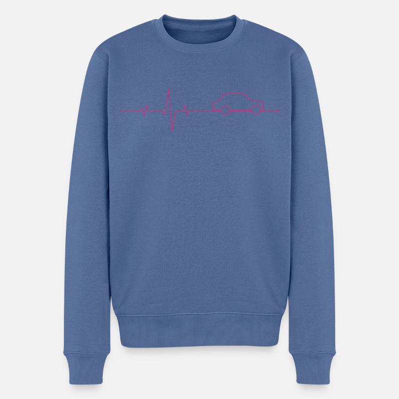 Trabant Herzschlag P 601 DDR Oldtimer Trabi, pink - Männer Premium Bio Pullover - Taubenblau