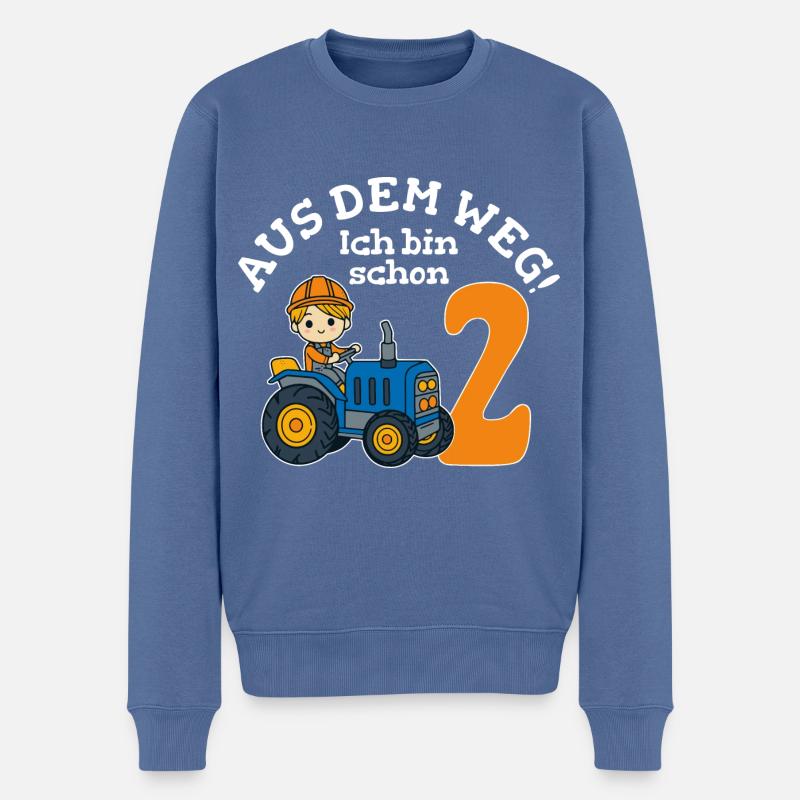 2. Geburtstag Traktor Junge - Männer Premium Bio Pullover - Taubenblau