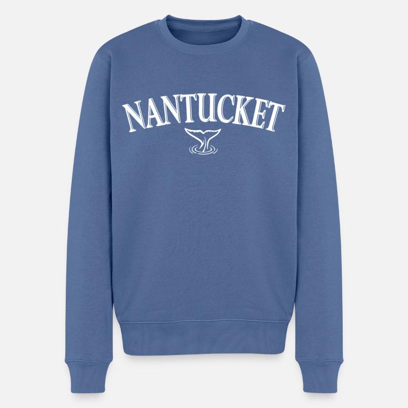 Nantucket-Wal - Männer Premium Bio Pullover - Taubenblau