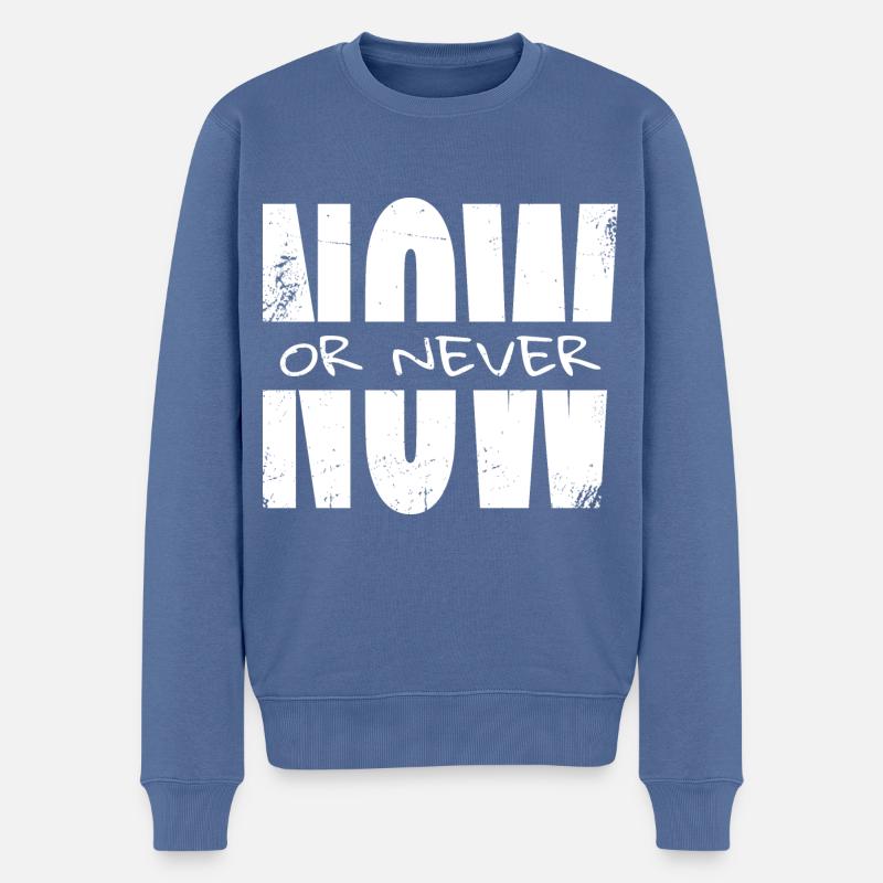 Now or never - Männer Premium Bio Pullover - Taubenblau