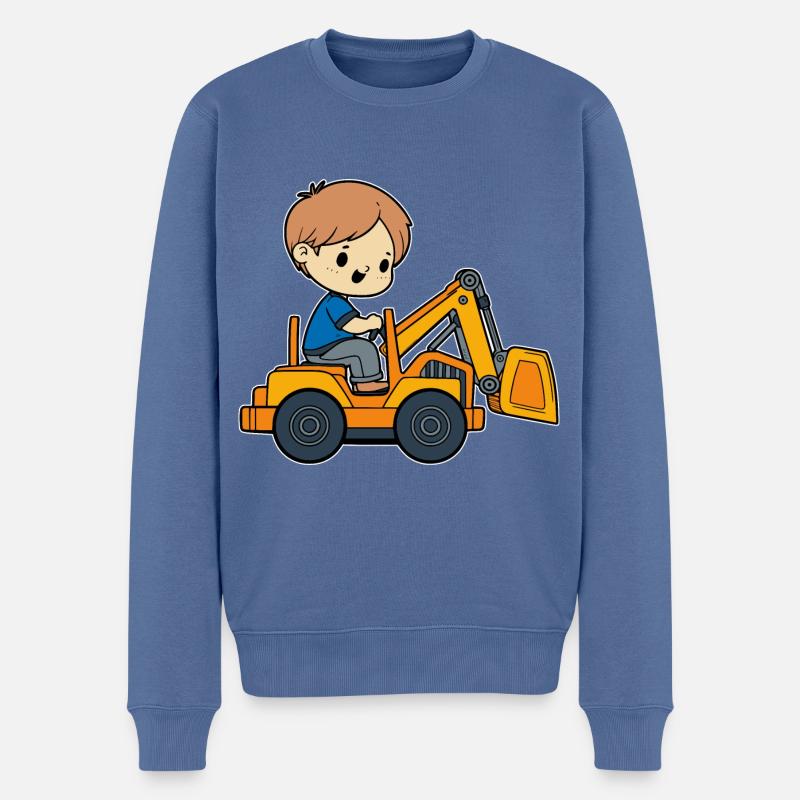 Junge mit Bagger - Männer Premium Bio Pullover - Taubenblau