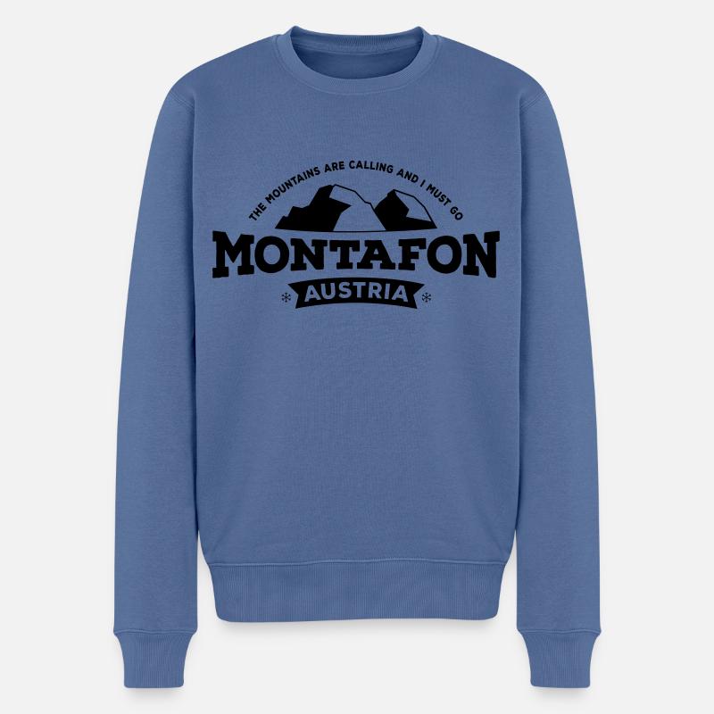 Montafon Mountains black - Männer Premium Bio Pullover - Taubenblau