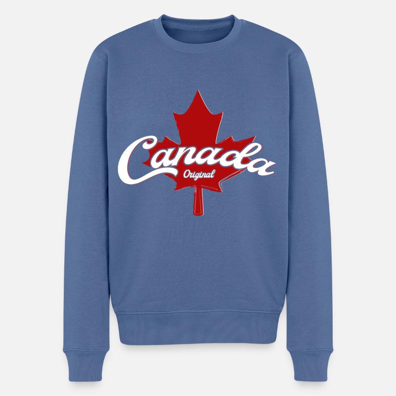 Canada Original curved written - Pull Premium bio Homme - bleu pigeon