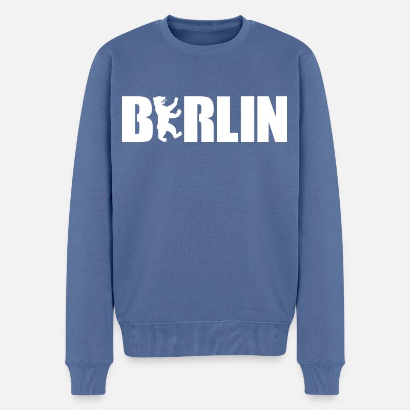 Berliner Bär - Männer Premium Bio Pullover - Taubenblau
