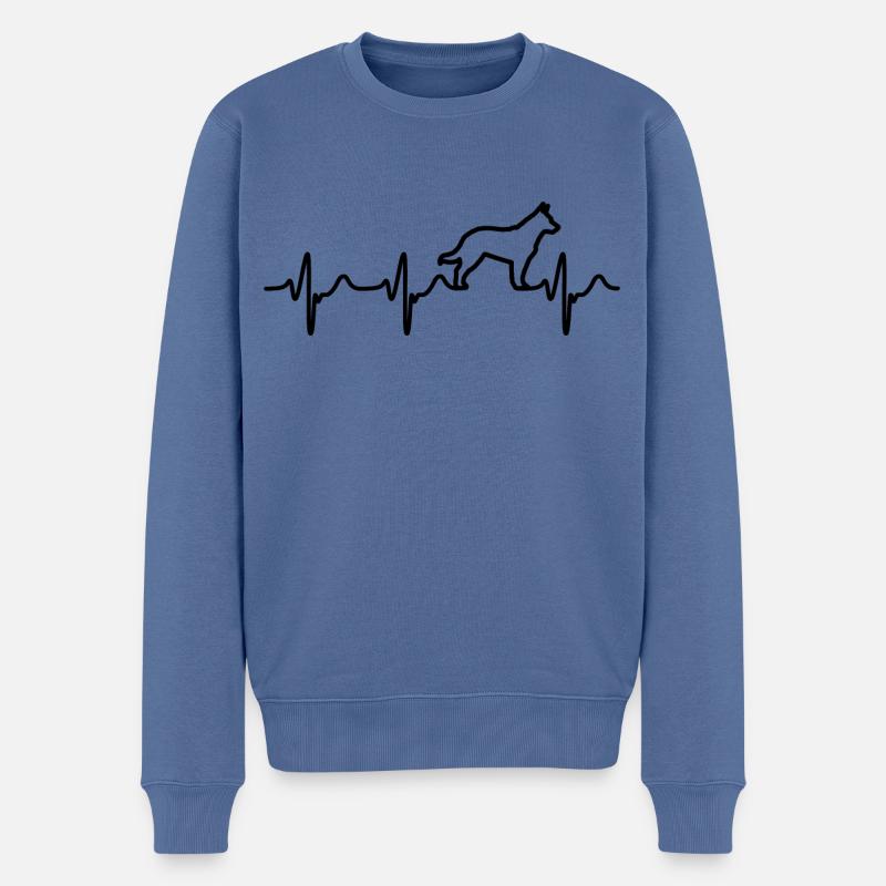 Herzschlag Deutscher Schäferhund - Männer Premium Bio Pullover - Taubenblau