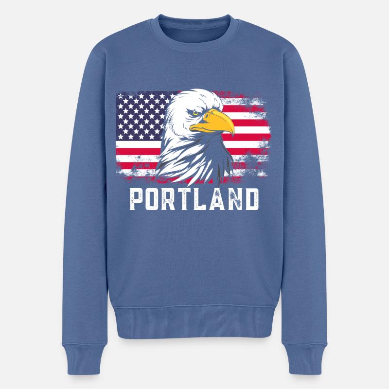 Portland - Männer Premium Bio Pullover - Taubenblau
