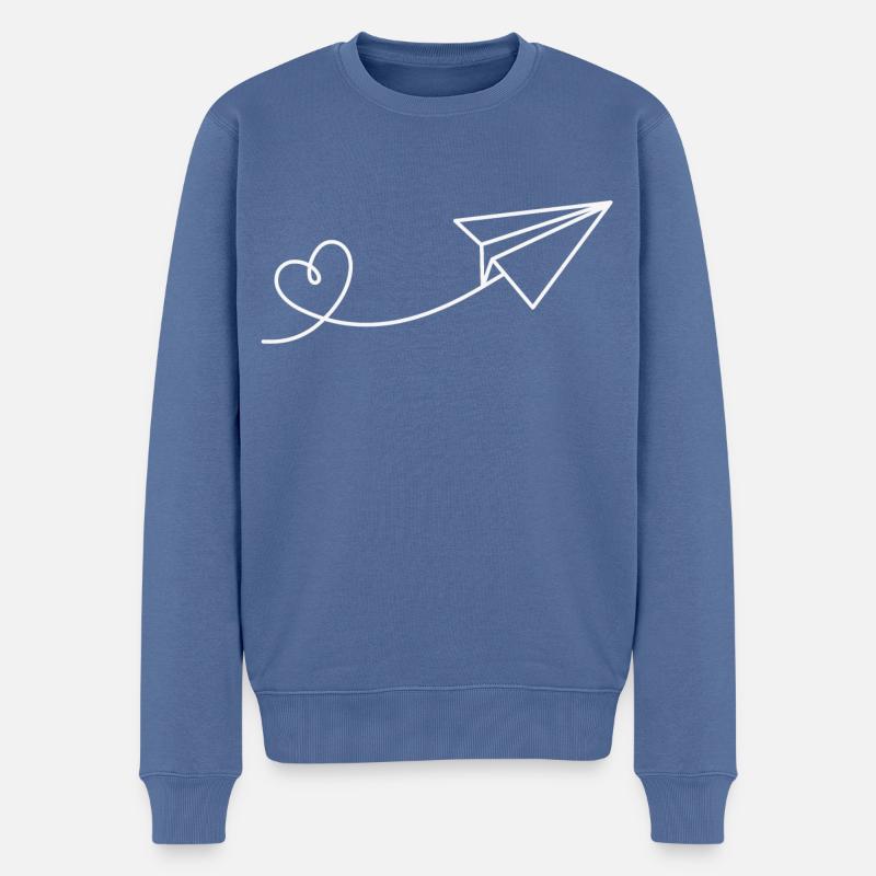 Papierflieger Papier Flieger Herz Urlaub Reise - Männer Premium Bio Pullover - Taubenblau