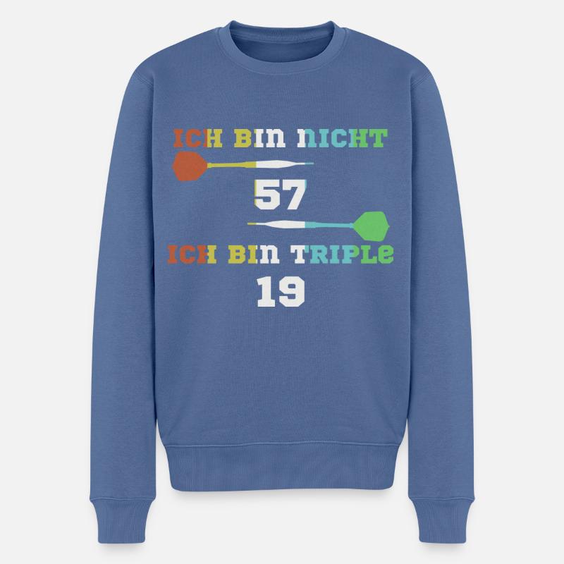 57. Geburtstag Darts lustiger Spruch Triple 19 - Männer Premium Bio Pullover - Taubenblau