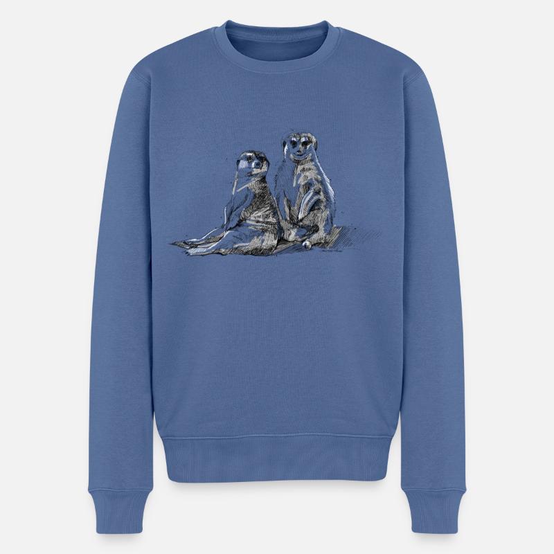 Erdmännchen Spread - Männer Premium Bio Pullover - Taubenblau