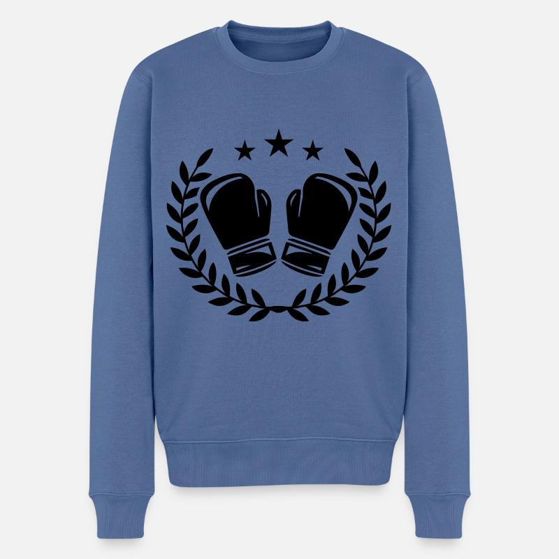 Boxhandschuhe Boxen - Männer Premium Bio Pullover - Taubenblau