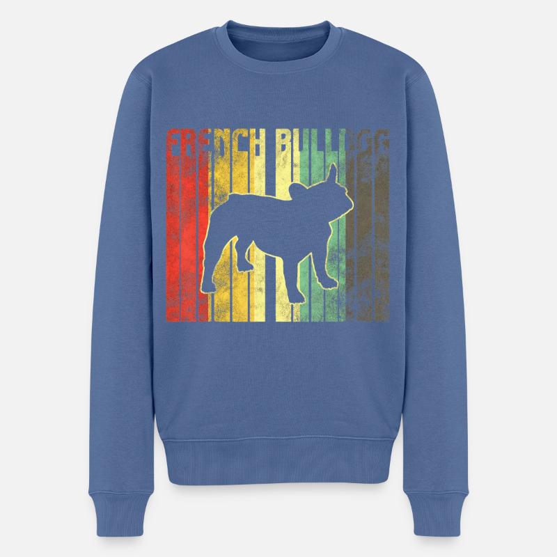 Französische Bulldogge - Männer Premium Bio Pullover - Taubenblau
