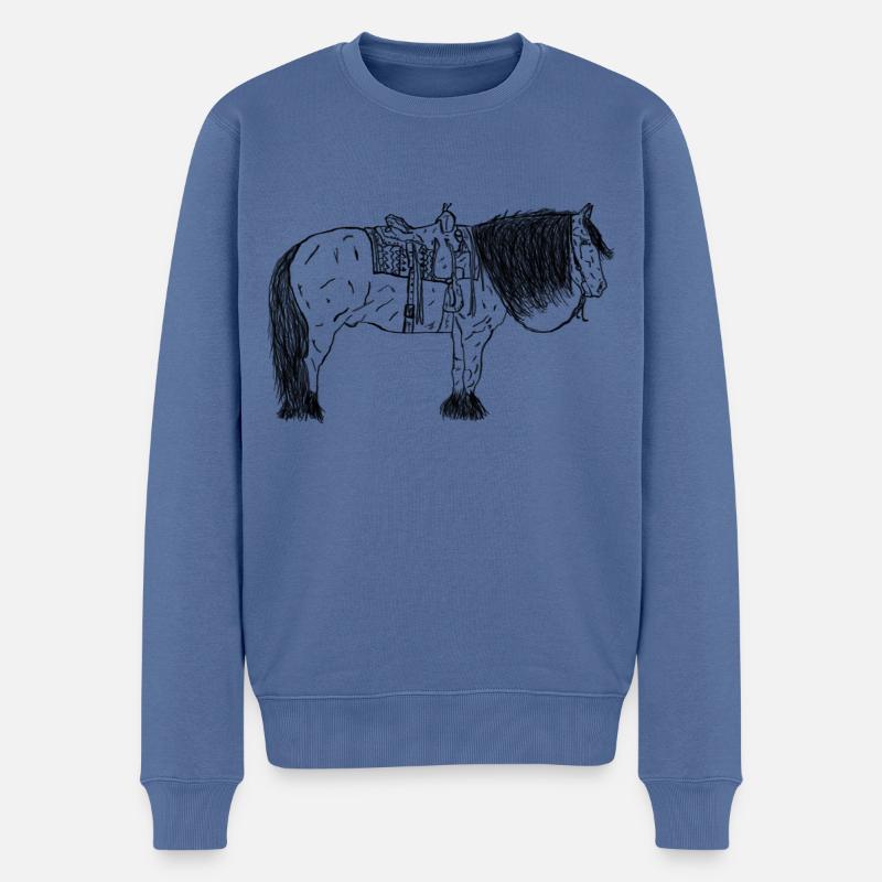 Pferd - Männer Premium Bio Pullover - Taubenblau