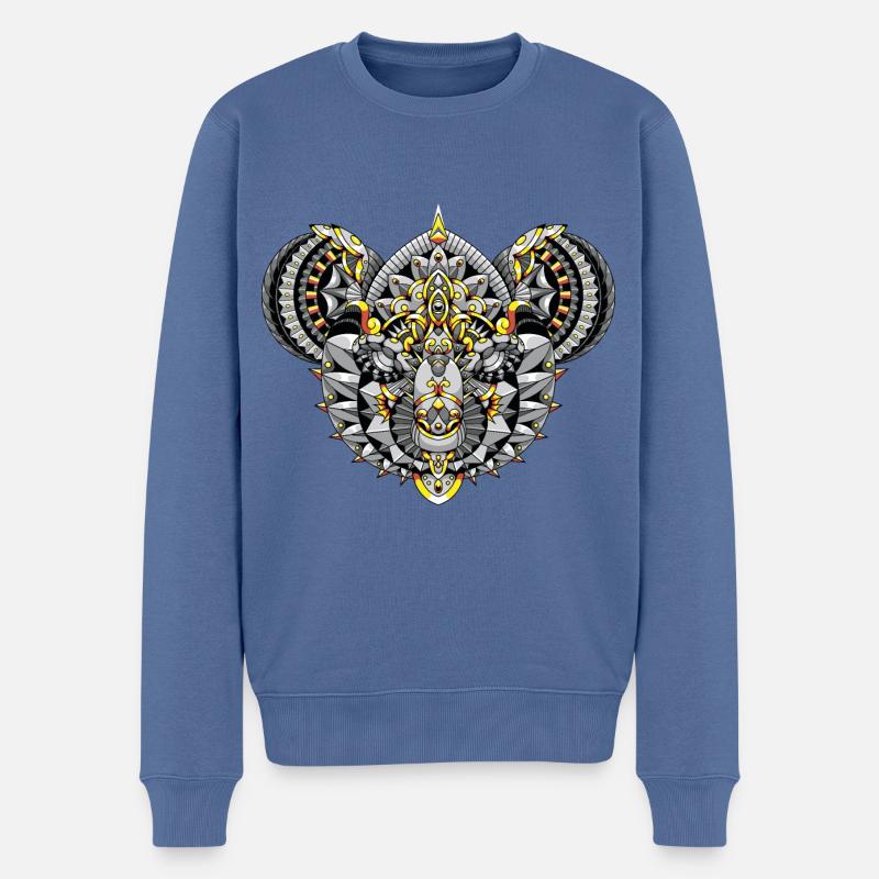 Koalabär Mandala - Männer Premium Bio Pullover - Taubenblau