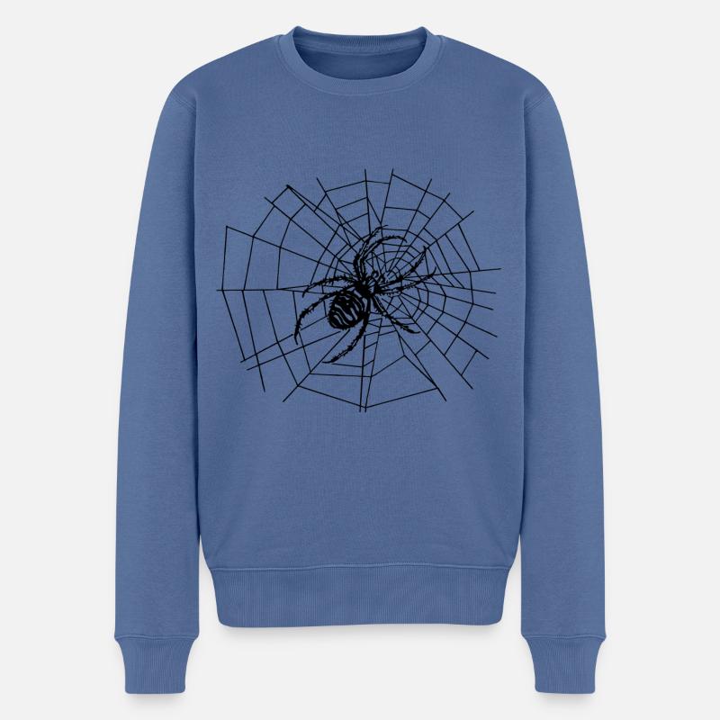 Große Spinne im Netz | Kreuzspinne | spider - Männer Premium Bio Pullover - Taubenblau