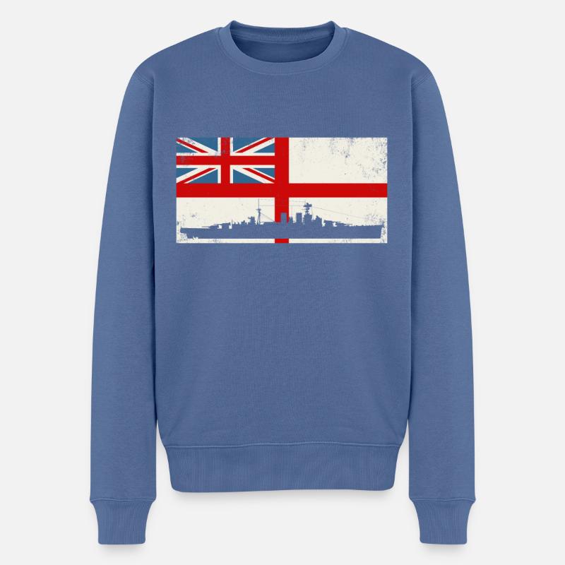 HMS HOOD British Navy - Männer Premium Bio Pullover - Taubenblau
