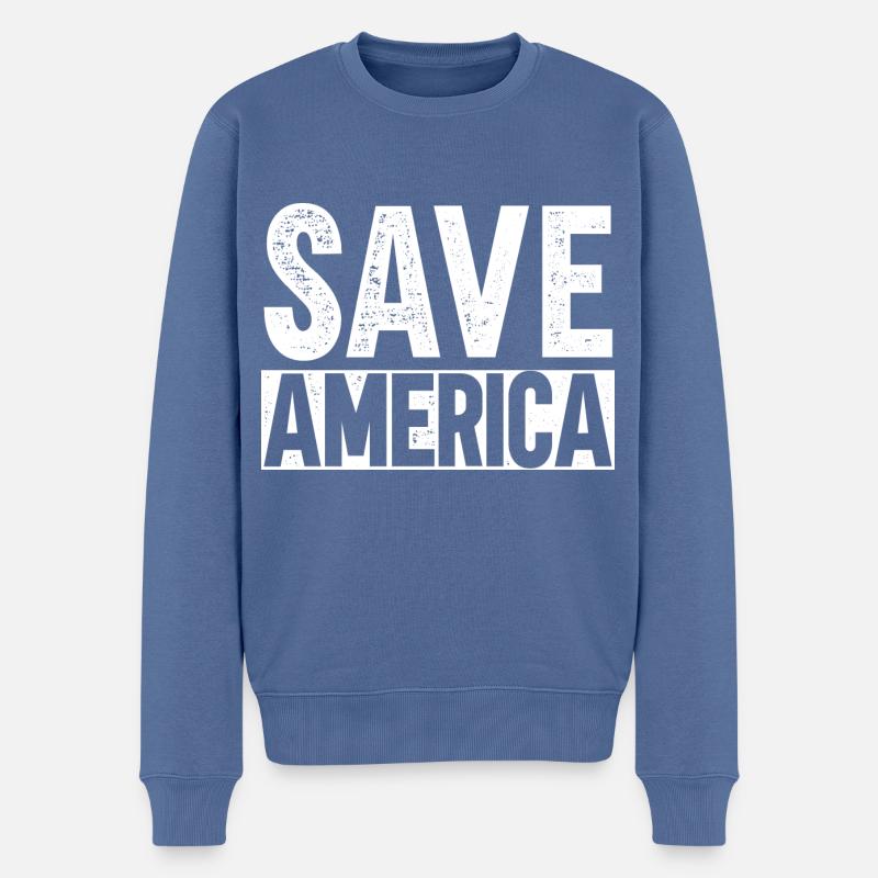 Save America - Männer Premium Bio Pullover - Taubenblau