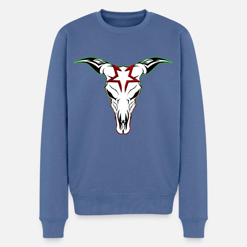 Crâne de vache effrayant - Pull Premium bio Homme - bleu pigeon