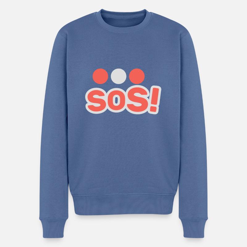 SOS! Zu Hilfe! - Männer Premium Bio Pullover - Taubenblau