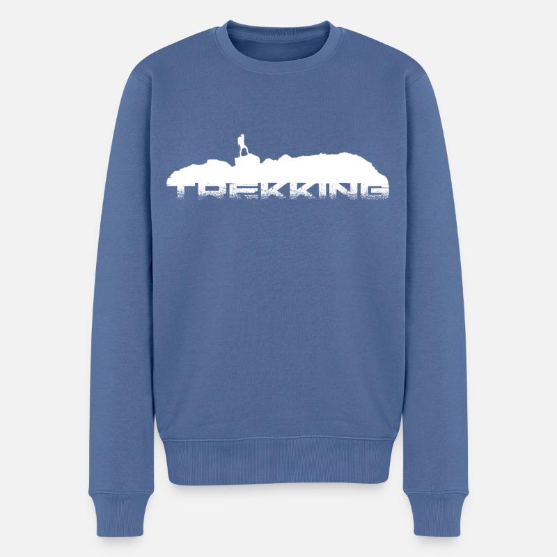 Trekking - Männer Premium Bio Pullover - Taubenblau