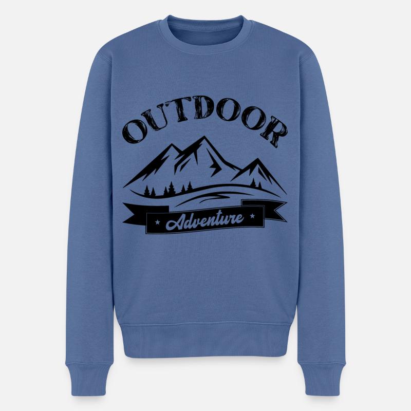 outdoor reise trip - Männer Premium Bio Pullover - Taubenblau