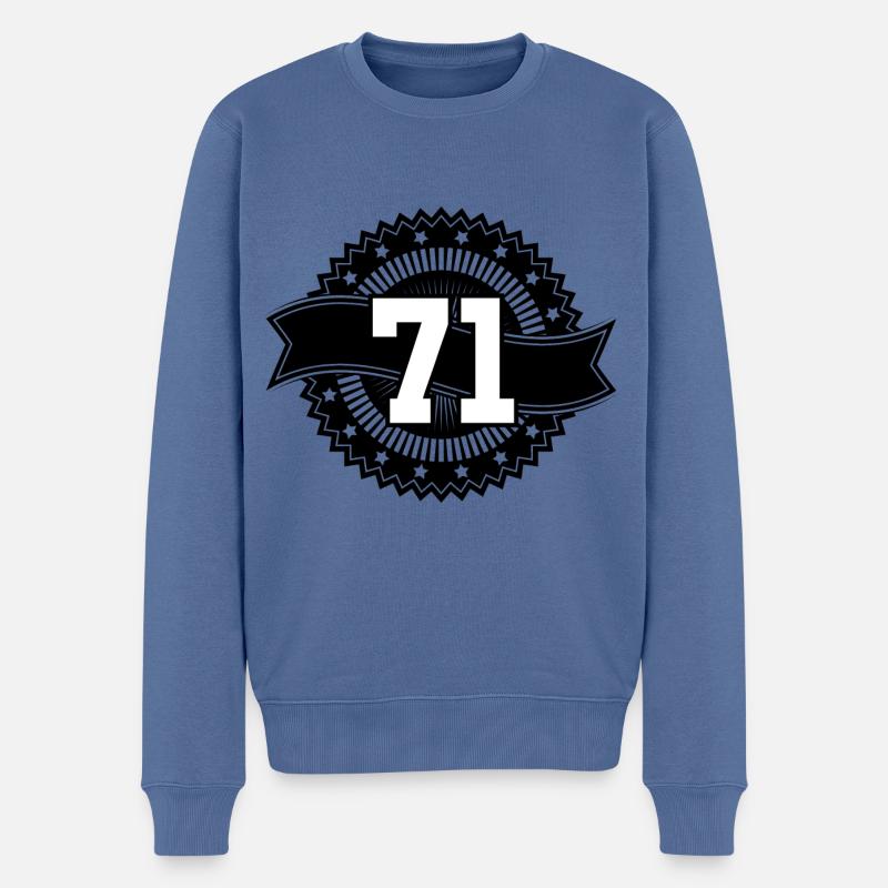 71 Zahl Emblem - Männer Premium Bio Pullover - Taubenblau