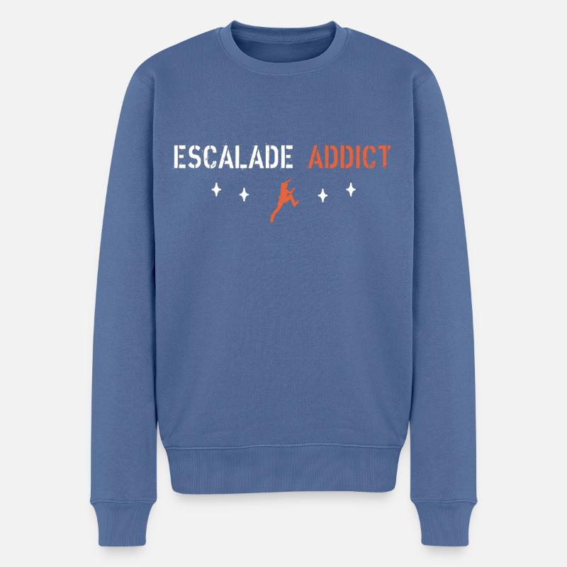 Escalade addict - Pull Premium bio Homme - bleu pigeon