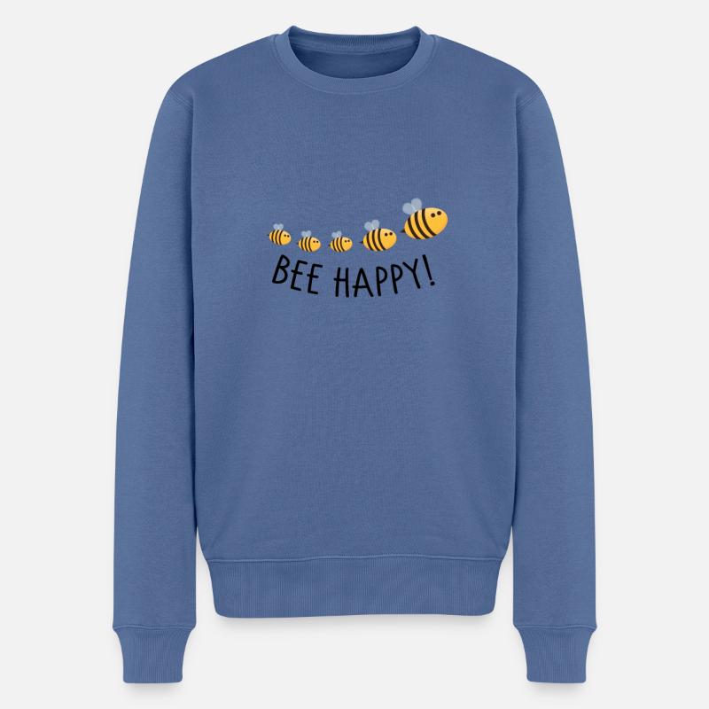 Bee happy - Männer Premium Bio Pullover - Taubenblau